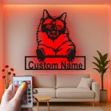 Décoration murale en métal personnalisée avec chat Maine Coon, rétroéclairage LED, cadeau pour amoureux des animaux, décoration de salon pour propriétaires de chats