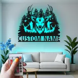 Cartel de metal LED de cazador de ciervos, regalo personalizado para cazadores, decoración rústica de cabaña