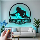 Custom DJ Turntable Led Light Metal Wall Art Music Lover Gift Studio or Game Room Decor