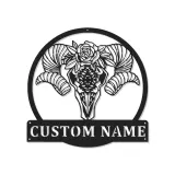 Insegna in metallo personalizzata con teschio di montone | Insegna LED per decorazione boho e rustica | Regalo unico in stile sud-occidentale