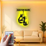 Personalisierte LED-beleuchtete Metall-Wandkunst mit Boxhandschuhen – Geschenk für Boxer, Fitnessstudio oder Männerhöhle 1