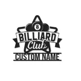 Custom Billiard Club Led Light Metal Wall Art Personalized Gift for Pool Players Game Room Decor