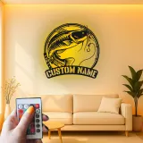 Custom Catfish Led Light Metal Wall Art Personalized Fishing Gift for Anglers Man Cave or Cabin Decor