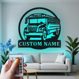 Cartel de metal LED personalizado de autobús escolar, regalo para conductores de autobús, decoración para aula u oficina