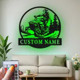 Personalized Snowmobile LED Metal Wall Art | Custom Name Sign for Rider | Winter Sports Decor & Outdoor Enthusiast Gift