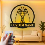Panneau LED en métal personnalisé de écrevisse | Décor cajun personnalisé | Art de cuisine de fruits de mer extérieur