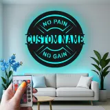 Letrero de gimnasio personalizado con LED | Arte metálico con nombre a medida para sala de entrenamiento | Decoración fitness motivacional para aficionados al gimnasio en casa