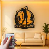 Personalisierte Golf-Schild mit LED-Beleuchtung | Metall-Wandkunst für das Spielzimmer | Golfer Geschenk für Ihn oder Sie
