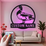 Custom Duck Led Light Metal Wall Art Personalized Gift for Nature Lovers Farmhouse Wall Decor