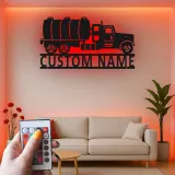 Personalized Semi Tanker Truck Sign | LED Metal Wall Art | Industrial Garage Decor for Him | Custom Trucker Gift