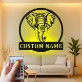 Cartel de metal LED de elefante personalizado, regalo de vida salvaje, decoración de sala de estar safari
