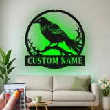 Raben Silhouette LED Schild | Individuelle Metall Wandkunst | Personalisierte Gothic Krähen Dekor für Zuhause, Garten & Halloween Geschenk