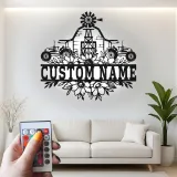 Personalized Tractor Metal Sign with LED | Custom Family Name Art | Farmhouse Living Room Decor | Rustic Farmer Gift