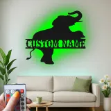 Insegna in metallo LED Elephant personalizzata regalo per amanti degli animali decorazione per nursery o camera dei bambini
