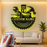Custom Tool Set Led Light Metal Wall Art Personalized Gift for Handyman Garage or Workshop Decor 2