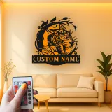 Custom Leopard Led Light Metal Wall Art Personalized Wildlife Gift Jungle Theme Decor for Living Room