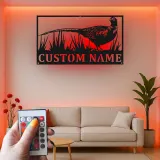 Fasan Metall Wandkunst | Personalisiertes LED-Schild für die Hütte | Individuelles Geschenk für Jäger & Lodge-Dekor