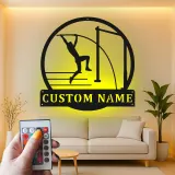 Custom Pole Vault Metal Art | Personalized LED Name Sign for Athletes | Track & Field Wall Decor | Senior Night Gift for Vaulters
