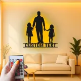 Cartel de metal LED personalizado con silueta familiar, regalo para padres, decoración familiar para el salón