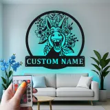 Insegna in metallo LED Donkey con Fiori Regalo Unico per Amanti degli Animali Decorazione Soggiorno o Giardino