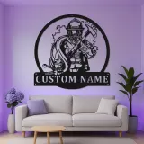 Panneau LED personnalisé pour pompier | Décoration murale en métal | Cadeau pour premier intervenant pour décor de caserne | Art de salle de loisirs