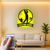 Panneau métallique personnalisé pour golfeur | Décoration murale LED personnalisée | Cadeau pour amateur de golf | Déco de man cave et bar à domicile