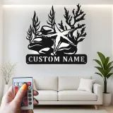 Custom Starfish Metal Sign | LED Ocean Reef Wall Art | Personalized Nautical Decor for Beach House | Coastal Marine Life