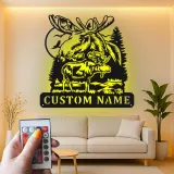 Custom Moose Metal Wall Art | LED Cabin & Lodge Sign | Modern Rustic Hunter Gift & Wildlife Decor