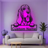 Custom Bloodhound Led Light Metal Wall Art Personalized Dog Lover Gift Living Room Pet Decor 1