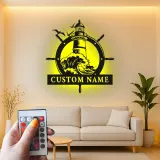 Insegna in Metallo Personalizzata con Faro | Arte Nautica da Parete con LED | Decorazione per Casa Costiera e Regalo per Casa al Mare