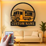 Insegna LED per food truck | Arte da parete in metallo su misura per ristoranti e cucine | Targa personalizzata con nome dello chef