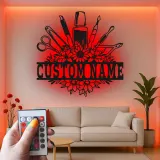 Personalisiertes Nageltechniker LED-Schild | Individuelle Metall-Wandkunst für Salon | Florale Manikuristen-Dekoration | Geschenk für Nagelkünstler