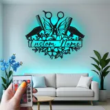 Personalized Hair Stylist Sign | Custom LED Metal Wall Art for Salon Decor | Beauty Studio Nameplate