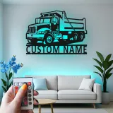 Cartel de metal LED personalizado de camión volquete regalo para entusiastas de camiones decoración de garaje o man cave 4