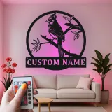 Cartel de metal LED personalizado con cardenal, regalo para amantes de los pájaros, decoración de hogar con temática natural