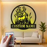 Panneau de chasse personnalisé Labrador Retriever | Décoration murale en métal rétroéclairée pour chasseurs | Décor de chasse au canard personnalisé