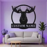 Custom Bull Moose LED Metal Sign | Rustic Wildlife Wall Art | Personalized Cabin Lodge Decor | Gift For Outdoorsmen