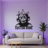 Personalisierte Schimpansen Namensschild | LED Metall-Wandkunst | Lustiges Affenlicht für Kinderzimmer & Babyzimmer | Individuelle Tierdekoration