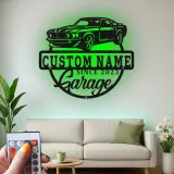Décoration murale en métal LED personnalisée pour voiture de muscle, cadeau de garage pour passionnés de voitures, décoration de man cave 6
