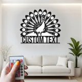 Enseigne en métal personnalisée de paon | Art mural éclairé LED pour maison et entreprise | Décor d'oiseau Art déco