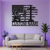 Kneeling Soldier Metal Sign | Custom Military Memorial Wall Art | Personalized Veteran Remembrance Gift with LED