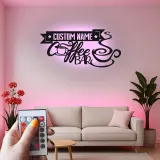 Cartel de metal LED con nombre para bar de café, regalo personalizado para amantes del café, decoración de cocina o café