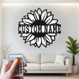 Cartel de metal personalizado con girasol | Arte mural floral retroiluminado por LED | Decoración personalizada para mamá | Pieza de acento rústica para el dormitorio