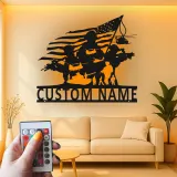 Soldier Silhouette Metal Sign | Custom Military Wall Art with LED | Patriotic Decor for Veterans