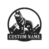 Personalisierte Wolf Berg LED Licht Metall-Wandkunst Geschenk für Naturliebhaber Rustikale Kabinendekoration