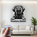 Insegna LED Personalizzata per Mastino Inglese | Arte Murale in Metallo per Animali Domestici | Regalo per Amante dei Cani per Casa