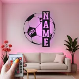 Cartel de metal personalizado de fútbol | Arte mural de metal LED | Número de jugador personalizado | Decoración de habitación de niño y regalo para atleta