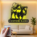 Custom Bison Mountain Led Light Metal Wall Art Personalized Rustic Gift for Nature Lovers Cabin or Lodge Decor