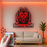 Personalized Pomeranian LED Sign | Custom Dog Name Metal Wall Art | Pet Lover Gift | Entryway Decor