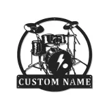 Insegna in metallo LED a forma di set di tamburi personalizzata Regalo per musicisti Decorazione per studio musicale o camera da letto